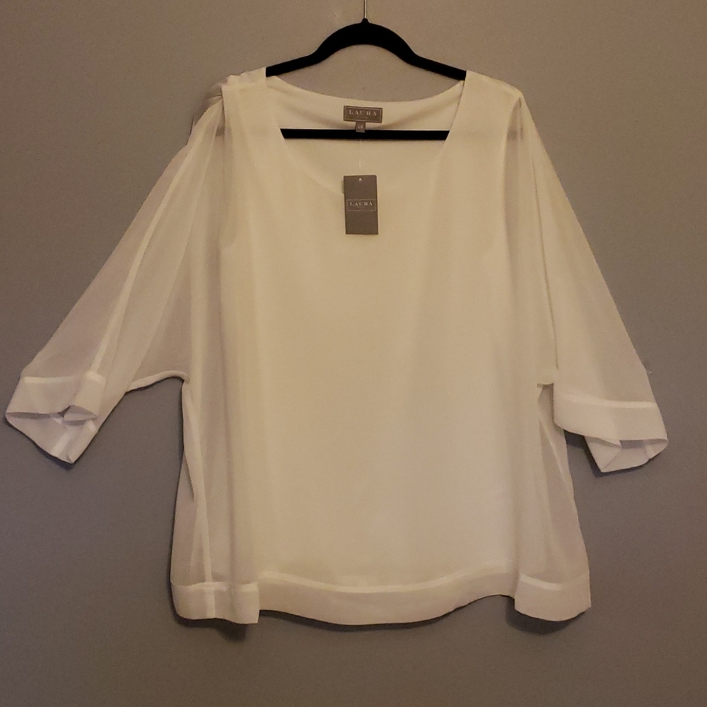 Laura White Blouse with Shear Sleeves